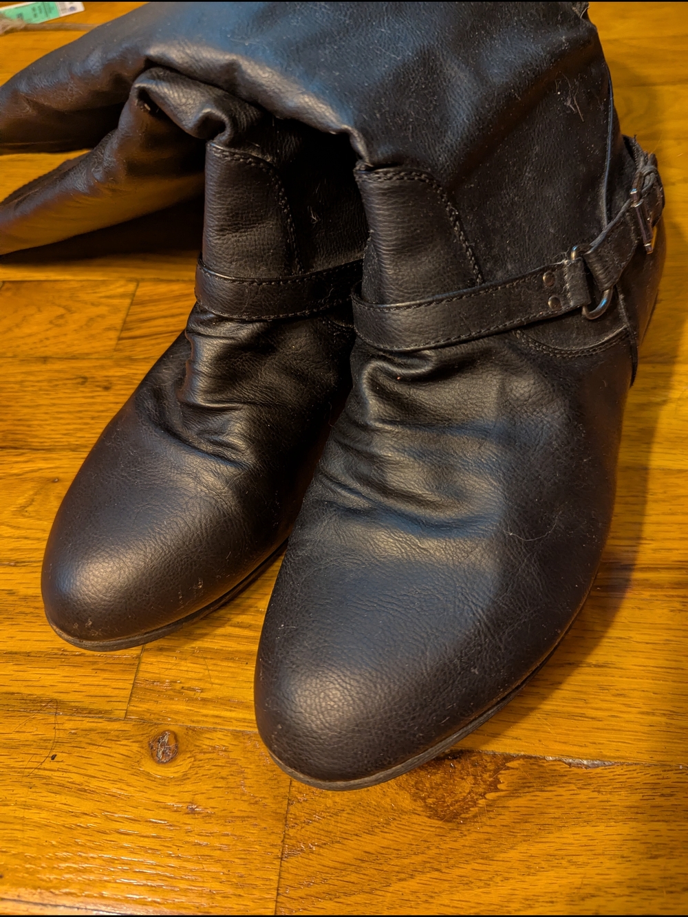 Women's Black Leather Ankle Boots - Classic Harness Style